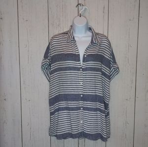 Summer button down striped beach vibes